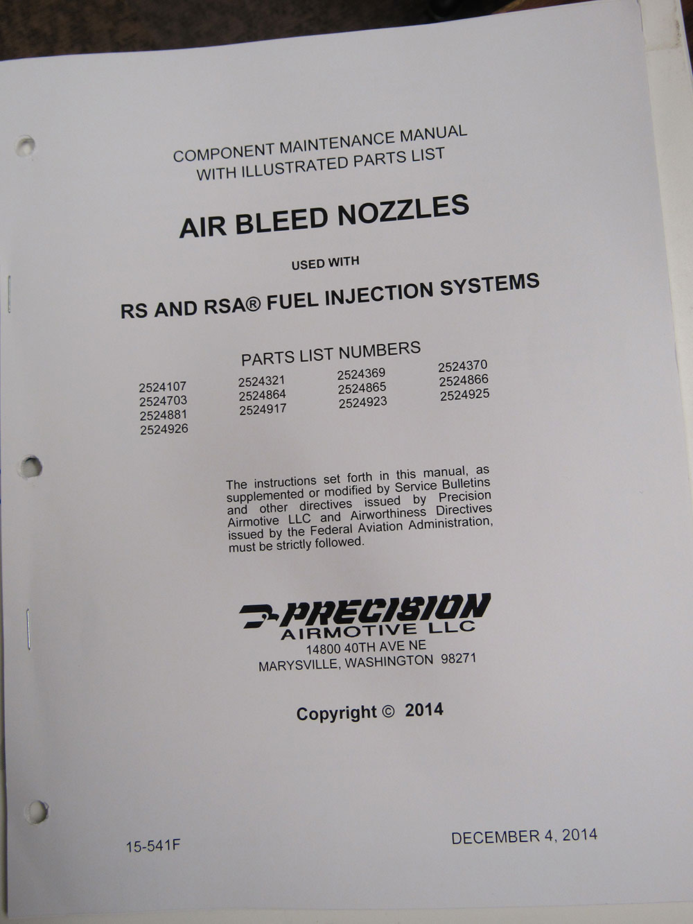 MANUAL, O/H, AIR BLEED NOZZLES